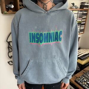 Vintage 2000s Insomniac Faded Blue Gray Pullover Hoodie USA ~ Size Large